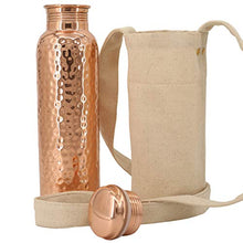 Load image into Gallery viewer, Kitchen Science Copper Water Bottle (34oz/1000ml) w/a Carrying Canvas Bag | 100% Pure Copper Bottle for Drinking Water | Lab-Tested, Heavy Duty & Leak-Proof | Authentic Ayurvedic Copper Water Bottle