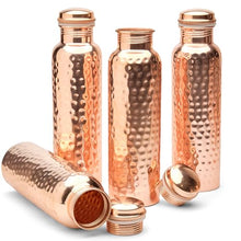 Load image into Gallery viewer, Advanced Mixology Hammered Copper Water Bottle (34 oz/1000ml) Set of 4 | Pure Copper Bottles | BPA-Free & Toxin-Free | For Travel, Outdoor, Water Sports