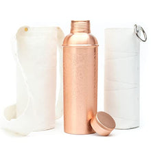 Load image into Gallery viewer, Kitchen Science 100% Pure Copper Designer Water Bottle (34 OZ/ 1000 ml) w/ Carrying Canvas Bag & Sleeve