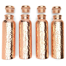 Load image into Gallery viewer, Advanced Mixology Hammered Copper Water Bottle (34 oz/1000ml) Set of 4 | Pure Copper Bottles | BPA-Free & Toxin-Free | For Travel, Outdoor, Water Sports