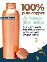 Load image into Gallery viewer, Kitchen Science 100% Pure Copper Designer Water Bottle (34 OZ/ 1000 ml) w/ Carrying Canvas Bag & Sleeve