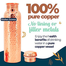Load image into Gallery viewer, Kitchen Science Copper Water Bottle (34oz/1000ml) w/a Carrying Canvas Bag | 100% Pure Copper Bottle for Drinking Water | Lab-Tested, Heavy Duty & Leak-Proof | Authentic Ayurvedic Copper Water Bottle