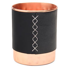 Load image into Gallery viewer, Kitchen Science Copper Water Bottle (34oz/1000ml) w/Copper Tumbler and Leather Sleeves | Pure Copper Bottle for Drinking Water | Lab-Tested, Leak-Proof | Authentic Ayurvedic Copper Bottle