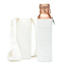 Load image into Gallery viewer, Kitchen Science Authentic Ayurvedic 100% Pure Copper Water Bottle (34 Oz/ 1000ml) w/ Carrying Canvas Bag & Sleeve| Leak-Proof
