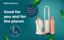 Load image into Gallery viewer, Authentic Ayurvedic Copper Water Bottle Pack of 2 for Drinking Water | Large 34OZ Copper Vessel | 2 Canvas Bottle Carrying Bags