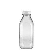 Load image into Gallery viewer, The Dairy Shoppe Heavy Glass Milk Bottles 33.8 Oz (1 Ltr) Jugs with Extra Lids & NEW Pour Spout! (4, 33.8 oz)