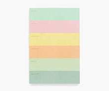 Load image into Gallery viewer, Rifle Paper Co. Weekly Color Block Large Memo Notepad, 65 Tear-Off Pages, Featuring Bands of Pastel Hues Separating the Days, Printed in Full Color and Foil Stamped