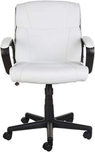Load image into Gallery viewer, Amazon Basics Padded, Ergonomic, Adjustable, Swivel Office Desk Chair with Armrest, White Bonded Leather