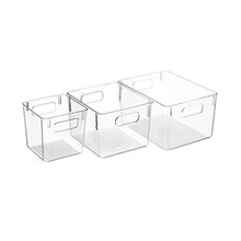 Load image into Gallery viewer, Set Of 6 Clear Pantry Organizer Bins Household Plastic Food Storage Basket with Cutout Handles for Kitchen, Countertops, Cabinets, Refrigerator, Freezer, Bedrooms, Bathrooms