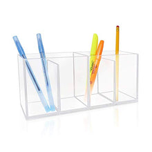 Load image into Gallery viewer, Isaac Jacobs 4-Compartment Clear Acrylic Organizer- Makeup Brush Holder- Storage Solution- Office, Bathroom, Kitchen Supplies and More (Clear)