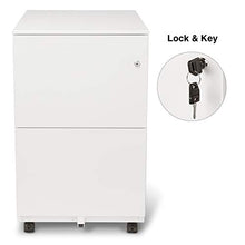 Load image into Gallery viewer, Aurora Modern Soho Design 2-Drawer Metal Mobile File Cabinet with Lock Key/Fully Assembled, White