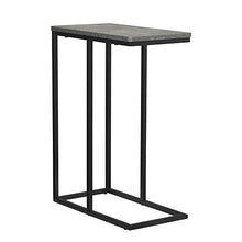 Load image into Gallery viewer, Household Essentials Slate Industrial Narrow End Table | Metal C Shaped Frame and Rectangle Faux Concrete Top | Grey