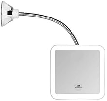Load image into Gallery viewer, JiBen Square Flexible Gooseneck LED Lighted 10X Magnifying Makeup Mirror, Power Locking Suction Cup, Bright Diffused Light, 360 Degree Swivel, Portable Cordless Travel and Home Bathroom Vanity Mirror