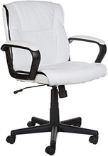 Load image into Gallery viewer, Amazon Basics Padded, Ergonomic, Adjustable, Swivel Office Desk Chair with Armrest, White Bonded Leather