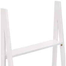 Load image into Gallery viewer, Amazon Basics Modern 5-Tier Ladder Bookshelf Organizer with Solid Rubber Wood Frame, White