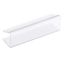 Load image into Gallery viewer, Pack of 25 – Clear Plastic Shelf Label Holder, Wood Shelf Sign and Ticket Holder, Clips On to Shelves 5/8" to 3/4" Thick - Length of Label Area, 3" X Height of Label Area, 7/8"