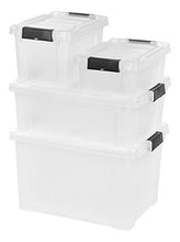 Load image into Gallery viewer, IRIS USA 19 Gallon Store-it-All Heavy Duty Stackable Utility Tote, Clear with Black Buckle