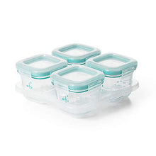 Load image into Gallery viewer, OXO Tot Glass Baby Blocks Food Storage Containers, Teal, 4 oz