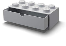 Load image into Gallery viewer, Room Copenhagen, Lego Desk Drawer - Stackable Tabletop Storage - 12.4” x 6.2” x 4.5” - Brick 8, Stone Grey