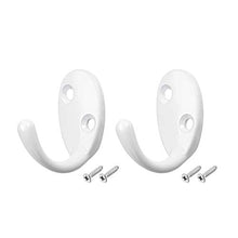 Load image into Gallery viewer, uxcell 2 Pcs Wall Mounted Hook Robe Hooks Single Coat Hanger Hanging, Zinc Alloy, White