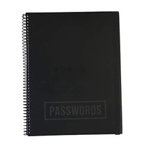Load image into Gallery viewer, Password Book Keeper Black, Alphabetical Tabs, Spiral Bound, Removable Sheets, Journal Organizer Includes Website, Address, Username, Password - 10" x 7.6" by Re-Focus The Creative Office (Black)