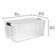 Load image into Gallery viewer, Sterilite 19909804 116 Quart/110 Liter Ultra Latch Box, Clear with a White Lid and Black Latches, 4-Pack