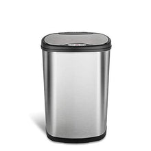 Load image into Gallery viewer, Ninestars DZT-50-13 Automatic Touchless Motion Sensor Oval Trash Can with Black Top, 13 gallon/50 L, Stainless Steel