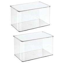 Load image into Gallery viewer, mDesign Stackable Closet Plastic Storage Box with Lid - Container for Organizing Child's/Kids Toys, Action Figures, Crayons, Markers, Building Blocks, Puzzles, Crafts - 7" High, 2 Pack - Clear