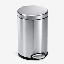 Load image into Gallery viewer, simplehuman 4.5 Liter / 1.2 Gallon Round Bathroom Step Trash Can, Brushed Stainless Steel