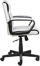 Load image into Gallery viewer, Amazon Basics Padded, Ergonomic, Adjustable, Swivel Office Desk Chair with Armrest, White Bonded Leather