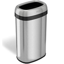 Load image into Gallery viewer, iTouchless 16 Gallon Oval Open Top Trash Can and Recycle Bin with Odor Control System, Stainless Steel Commercial Grade, Large 12-Inch Opening, for Home, Restaurant, Restroom, Office, 61 Liter