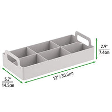 Load image into Gallery viewer, mDesign Compact Plastic Tea Storage Organizer Caddy Tote Bin - 6 Divided Sections, Built-in Handles - Holder for Tea Bags, Packets, Sweeteners, and Small Packets, 2 Pack - Light Gray