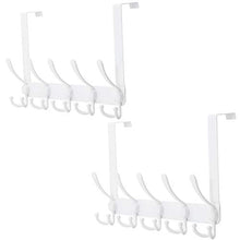 Load image into Gallery viewer, Dseap Over The Door Hook Hanger - 5 Tri Hooks, Heavy Duty Over The Door Towel Rack Coat Rack for Clothes Hat Towel, White, 2 Packs