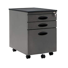 Load image into Gallery viewer, Calico Designs Metal Full Extension, Locking, 3-Drawer Mobile File Cabinet Assembled (Except Casters) for Legal or Letter Files with Supply Organizer Tray in Pewter