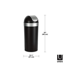 Load image into Gallery viewer, Umbra Venti 16.5-Gallon Swing Top Kitchen Trash Can – Large, 35-inch Tall Garbage Can for Indoor, Outdoor or Commercial Use, Black/Nickel
