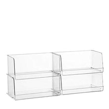 Load image into Gallery viewer, Set Of 4 Clear Pantry Organizer Bins Stackable Household Plastic Food Storage Basket with Wide Open Front for Kitchen, Countertops, Cabinets, Refrigerator, Freezer, Bedrooms, Bathrooms - 12" Wide