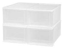 Load image into Gallery viewer, IRIS USA, Inc. 17 Quart Stacking Drawer, 4 Pack, White (129899)