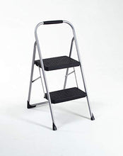 Load image into Gallery viewer, COSCO 11308PBL1E Two Step Big Step Folding Step Stool with Rubber Hand Grip, Gray