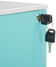 Load image into Gallery viewer, Aurora FC-103BL Fully Assembled Modern Soho Design 3-Drawer Metal Mobile File Cabinet with Lock Key, White/Aqua Blue