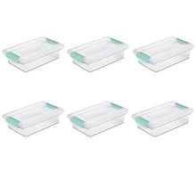 Load image into Gallery viewer, Sterilite 19618606 Small Clip Box, Clear Lid & Base w/Colored Latches, 6-Pack