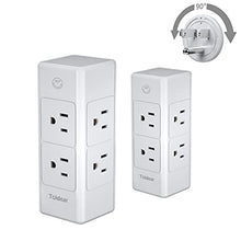 Load image into Gallery viewer, (2-Pack) Toldear 3 Prong Power Strip Wall Outlet Extender with 6 Outlets(3 Sided), Outlet Splitter with Rotating Plug, Multi Plug Outlet for Travel, Home, Dorm, Office, 1700 Joules (2, 3-Prong)