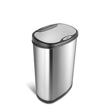 Load image into Gallery viewer, Ninestars DZT-50-13 Automatic Touchless Motion Sensor Oval Trash Can with Black Top, 13 gallon/50 L, Stainless Steel