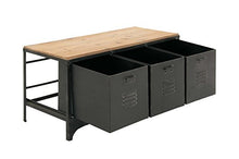 Load image into Gallery viewer, Deco 79 51851 Brown Metal & Wood Storage Bench with 3 File Cabinet Drawers, 39” x 19”