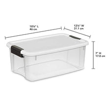 Load image into Gallery viewer, Sterilite 19849806 18 Quart/17 Liter Ultra Latch Box, Clear with a White Lid and Black Latches, 6-Pack
