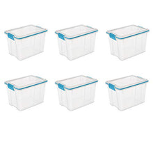 Load image into Gallery viewer, Sterilite 19324306 20 Quart/19 Liter Gasket Box, Clear with Blue Aquarium Latches and Gasket, 6-Pack