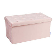 Load image into Gallery viewer, B FSOBEIIALAO Folding Storage Ottoman, Long Shoes Bench, Flannelette Footrest Stool Seat 31.5"x15.7"x15.7" (Pink, Large)