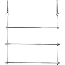Load image into Gallery viewer, MyGift Over-The-Door 3 Tier Bathroom Towel Bar Rack with Chrome-Plated Finish