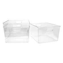 Load image into Gallery viewer, Isaac Jacobs 3-Pack XL Clear Storage Bins with Handles, Plastic Organizer for Office, Home, Kitchen, Pantry, Closet, Kids Room, Cube Shelf, Non-Slip Container Set (3-Pack, Extra-Large)
