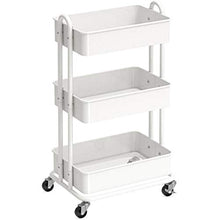 Load image into Gallery viewer, SimpleHouseware Heavy Duty 3-Tier Metal Utility Rolling Cart, White