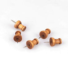 Load image into Gallery viewer, 60 Pcs Wood Push Pins, Walnut, Standard, Wooden Thumb Tacks Decorative for Cork Boards Map Photos Calendar and Home Office Craft Projects with Box